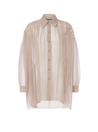 Chemise en mousseline de soie organisée - Beige