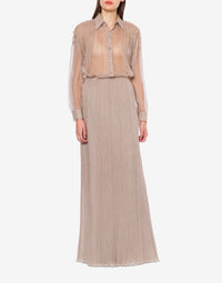 Chemise en mousseline de soie organisée - Beige