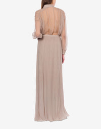 Chemise en mousseline de soie organisée - Beige