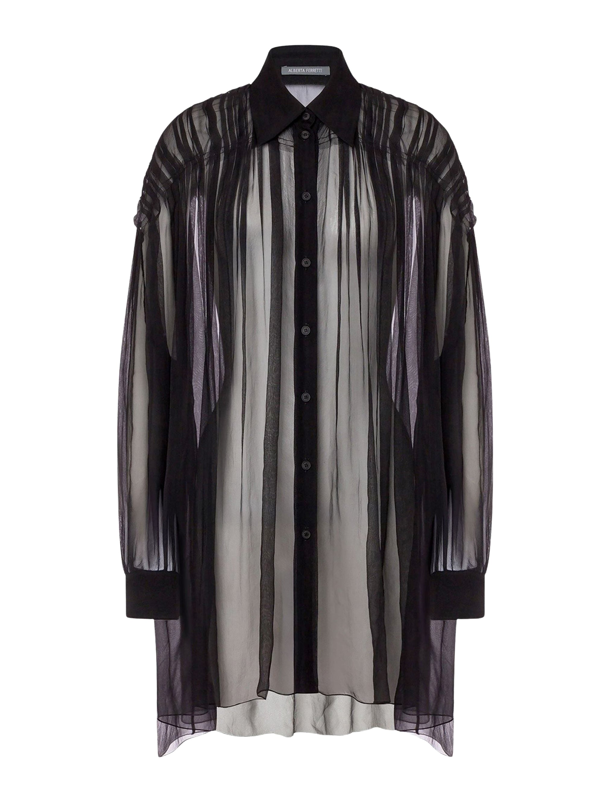 Chemise en mousseline de soie organisée - Black