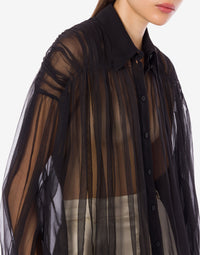Chemise en mousseline de soie organisée - Black