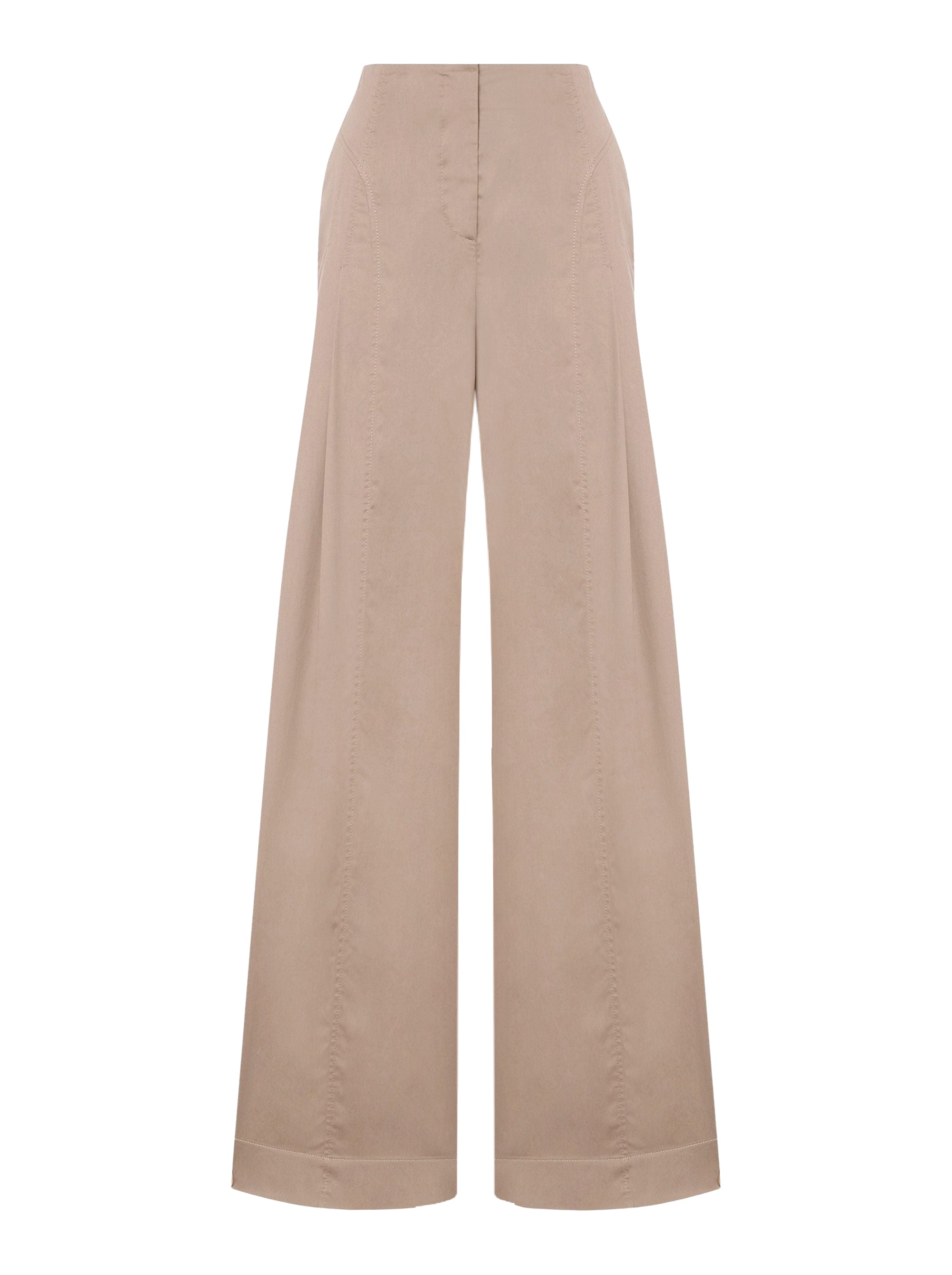 Pantalon oversize en satin - Beige