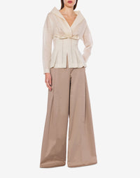Pantalon oversize en satin - Beige