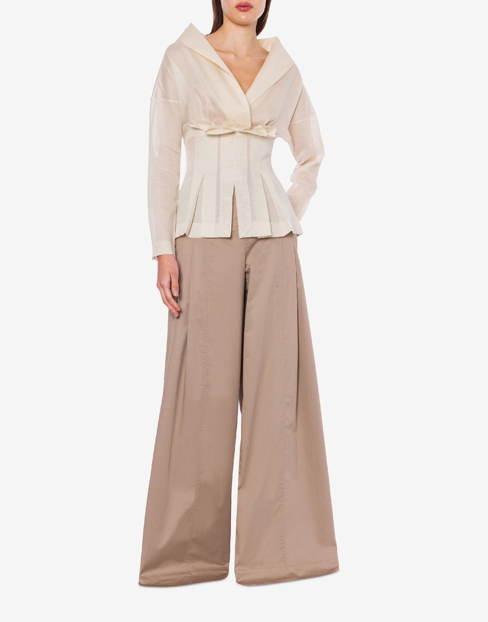 Pantalon oversize en satin - Beige