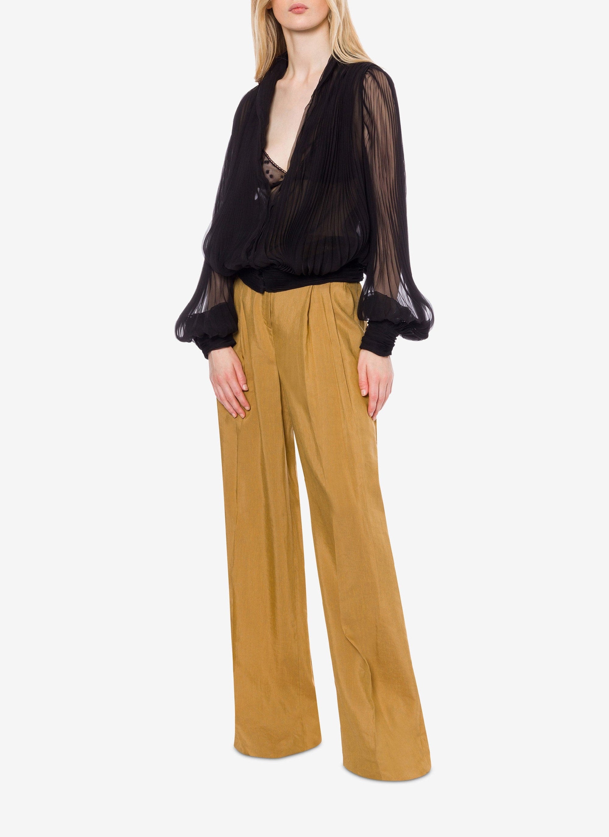 Pantalon en de lin mélangé - Brown