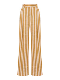 Pantalon rayé en de lin - Multi Brown