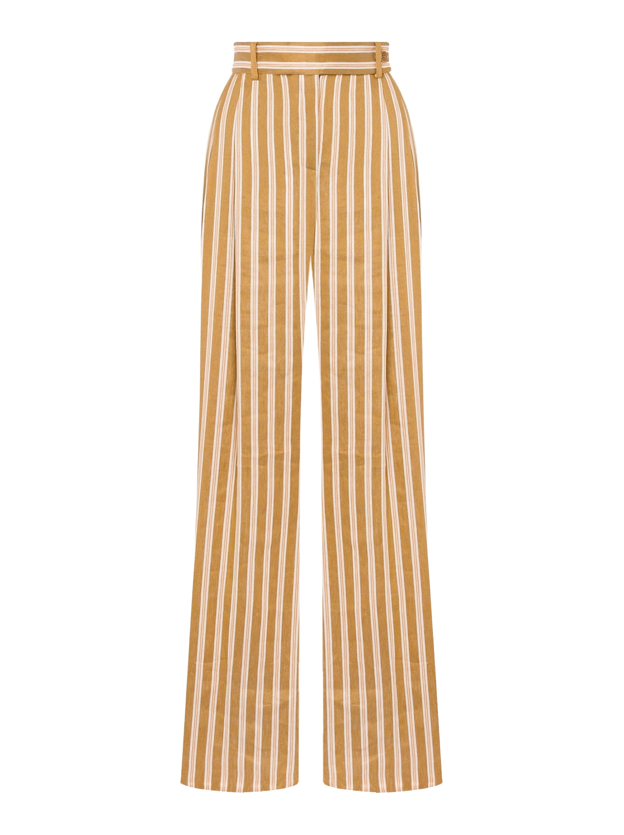 Pantalon rayé en de lin - Multi Brown