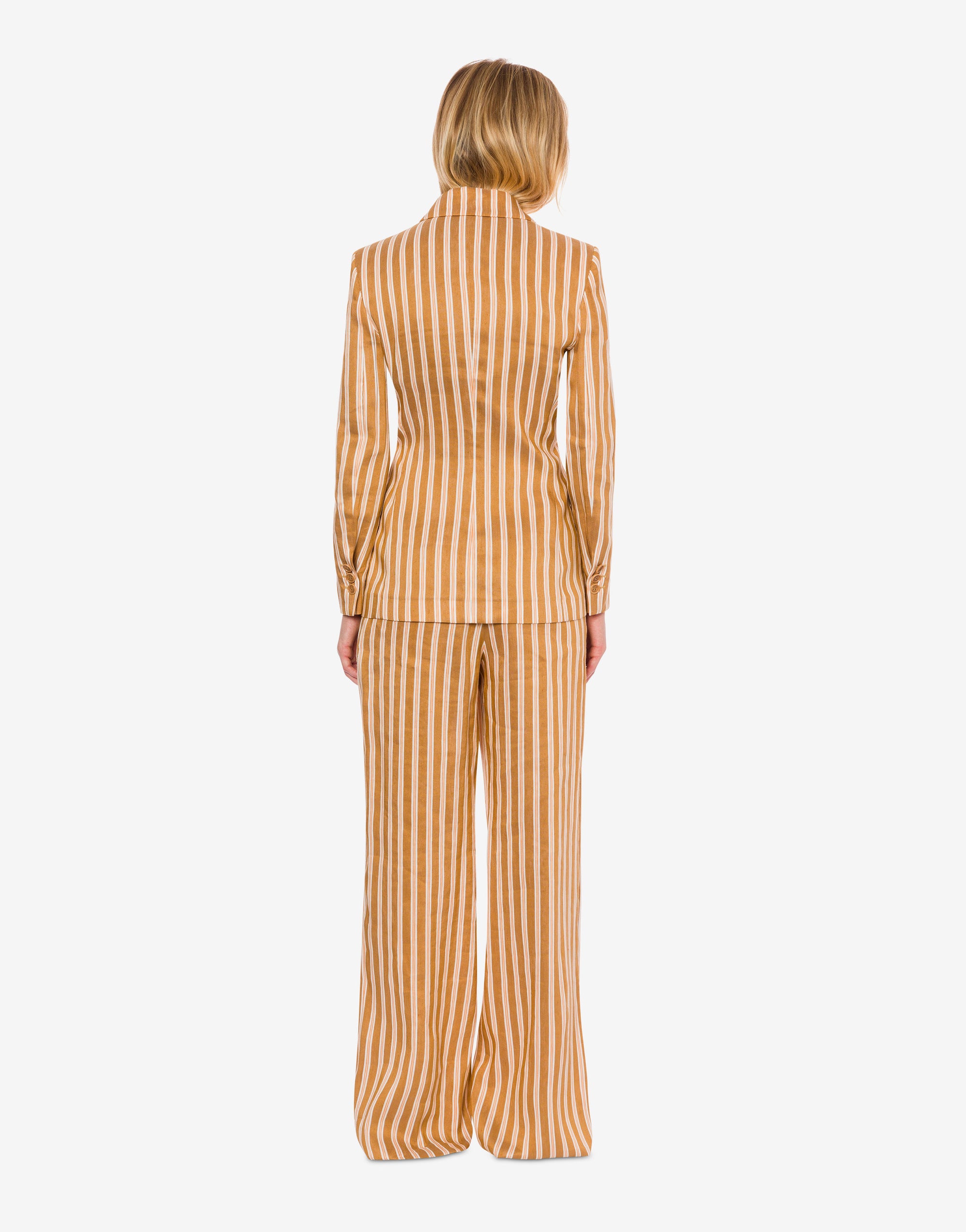 Pantalon rayé en de lin - Multi Brown