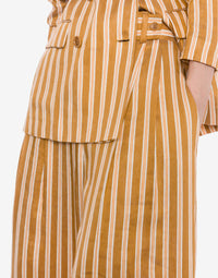 Pantalon rayé en de lin - Multi Brown