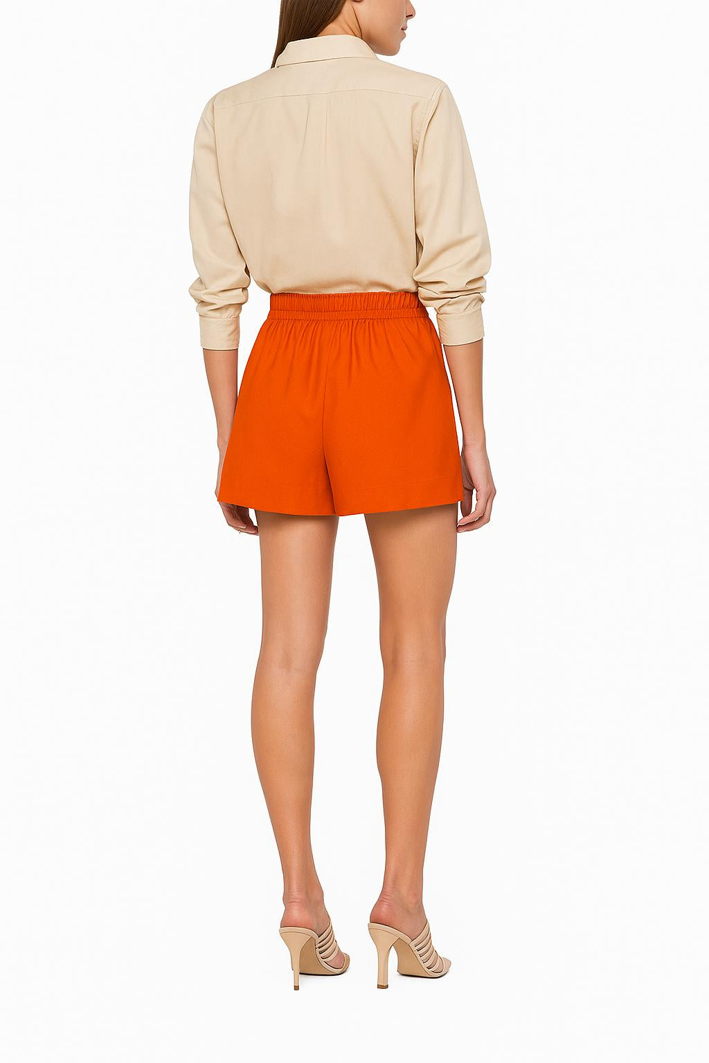 Short en coton à imprimé - Orange
