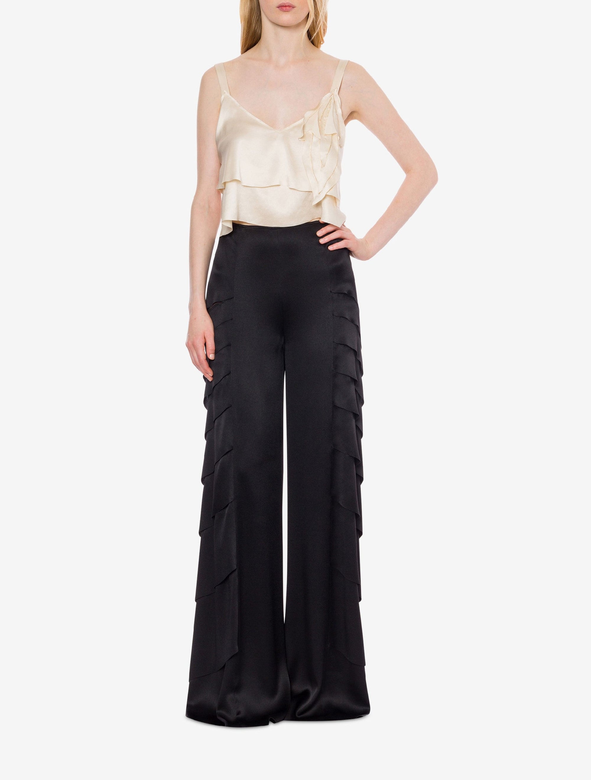 Silk blend trousers - Black