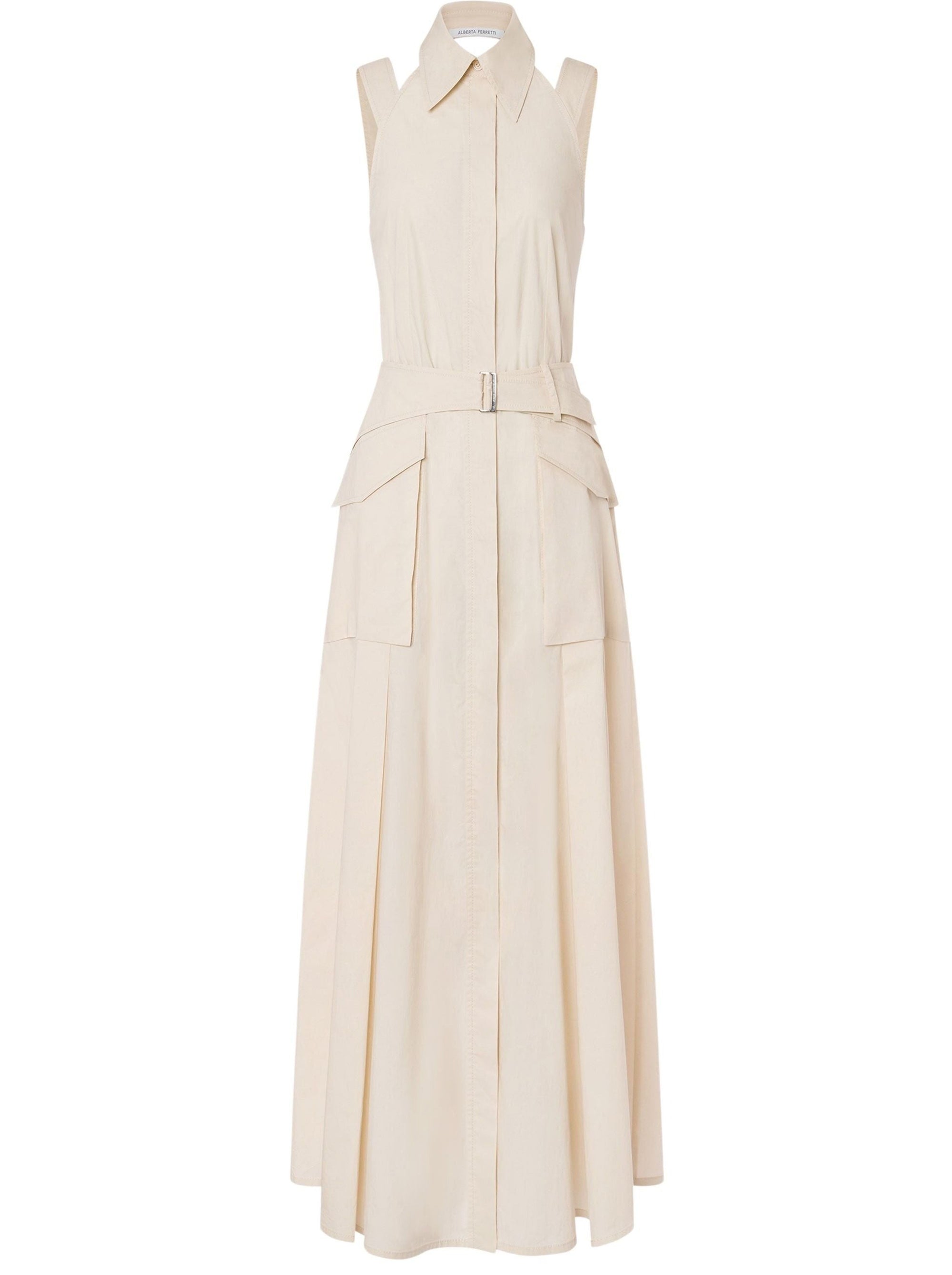 Robe longue en popeline - Beige