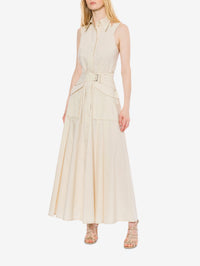 Robe longue en popeline - Beige