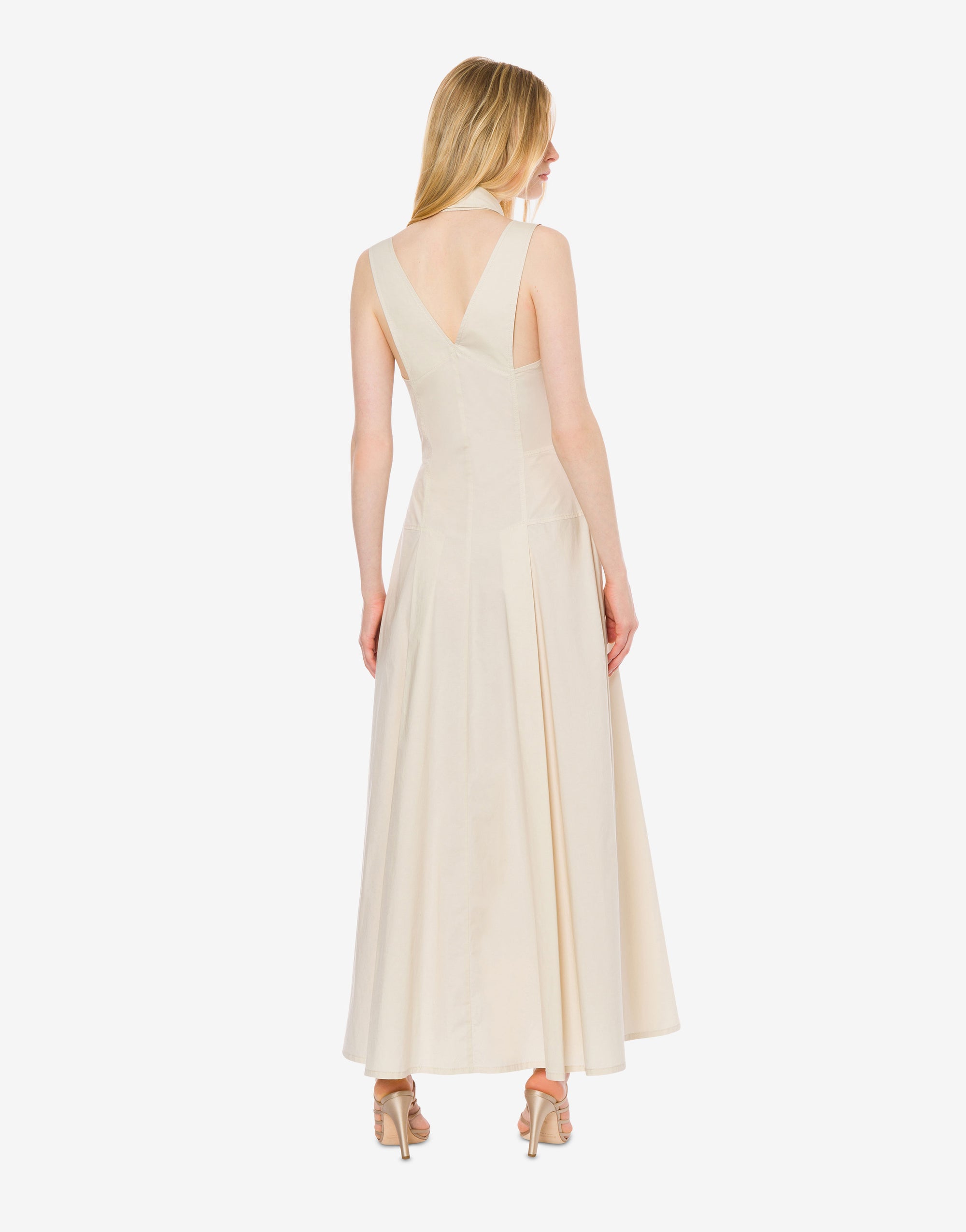 Robe longue en popeline - Beige