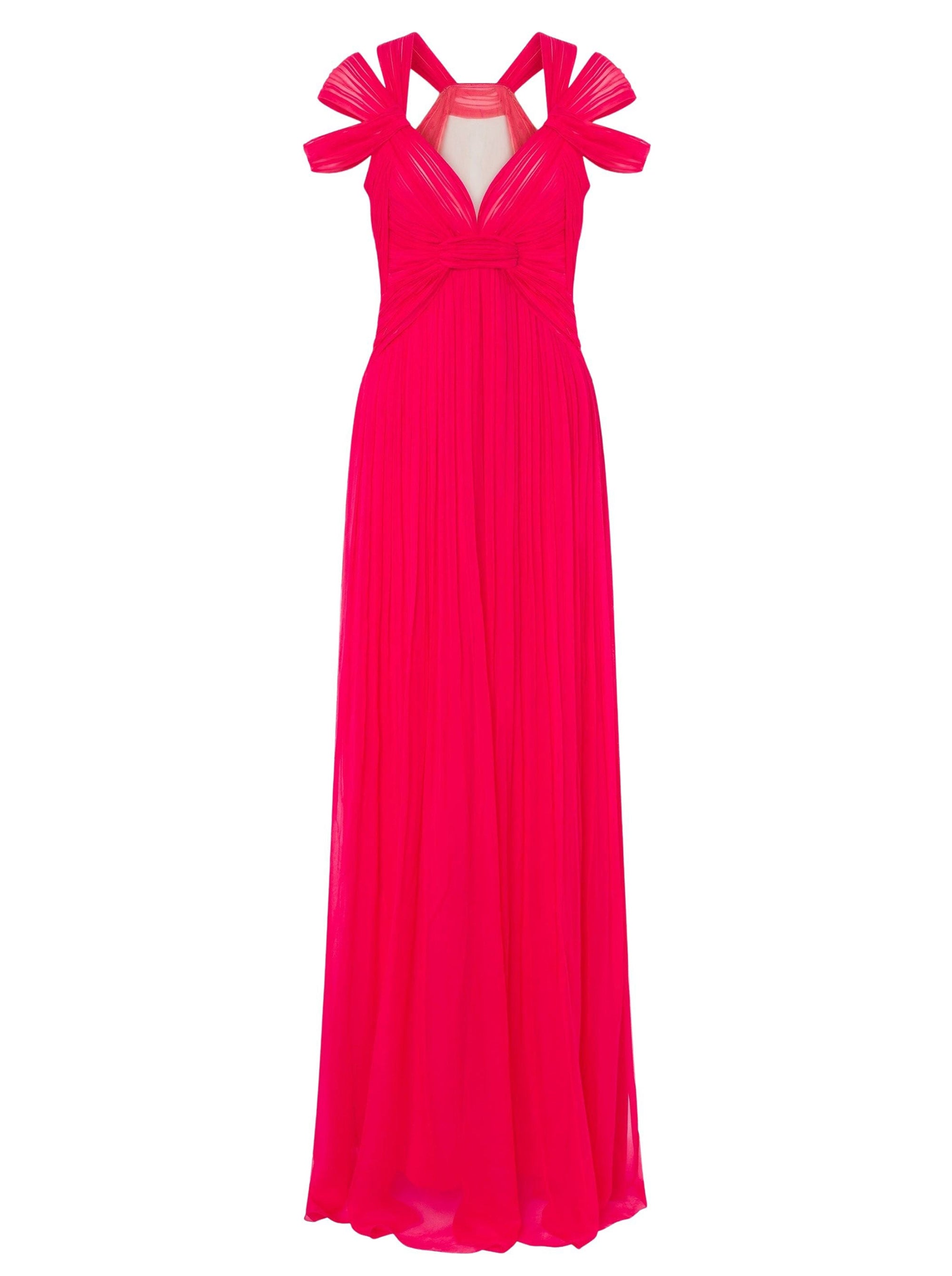 Robe longue en soie - Fucsia