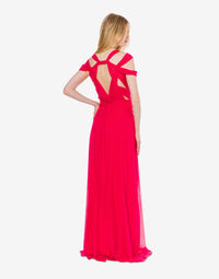 Robe longue en soie - Fucsia
