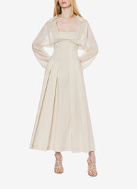 Poplin and chiffon maxi dress - Beige