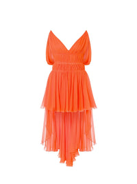 Robe courte en soie drapée - Orange