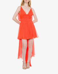 Robe courte en soie drapée - Orange