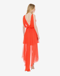 Robe courte en soie drapée - Orange