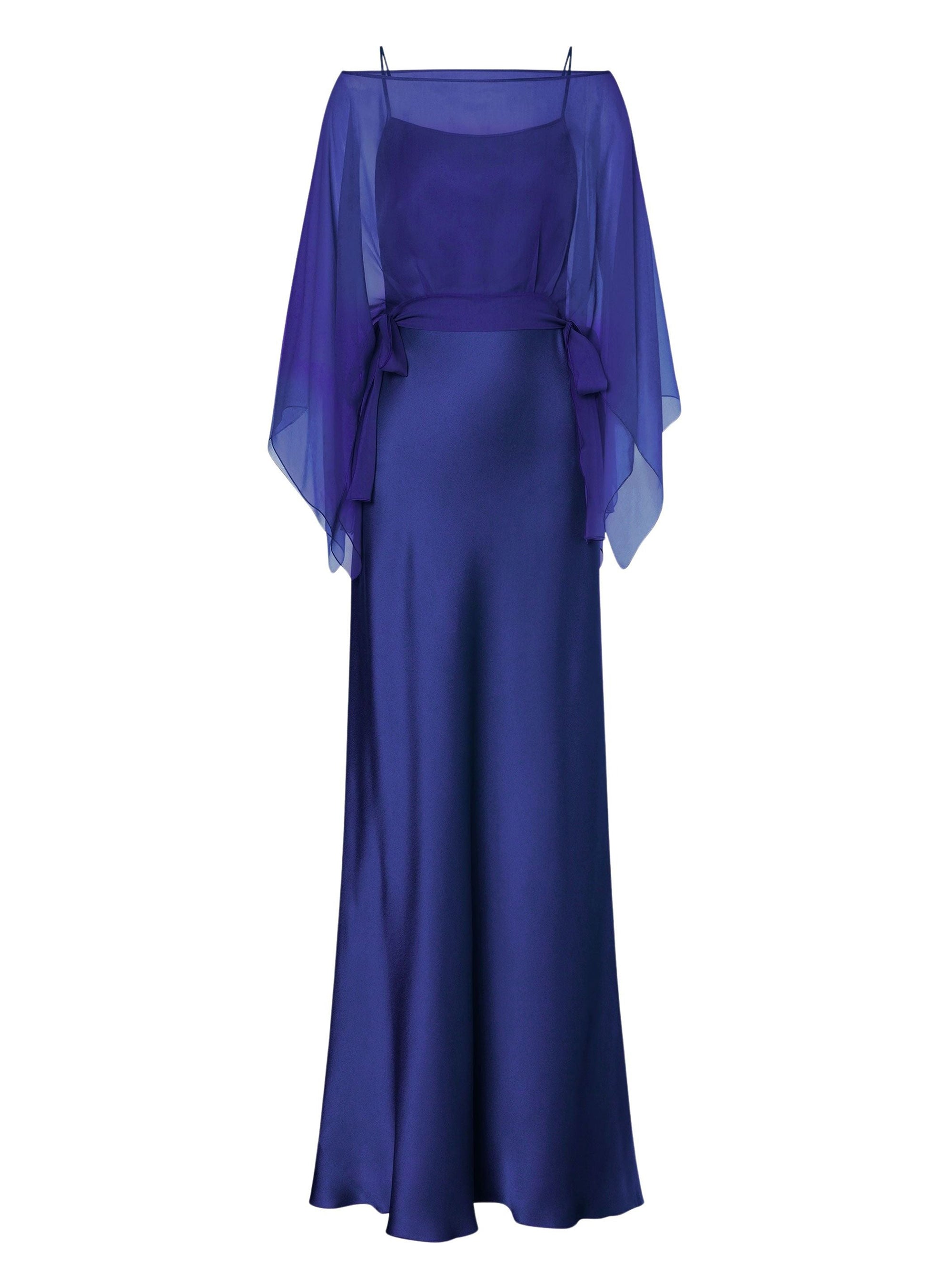Robe longue en soie mélangée - Blue & Purple