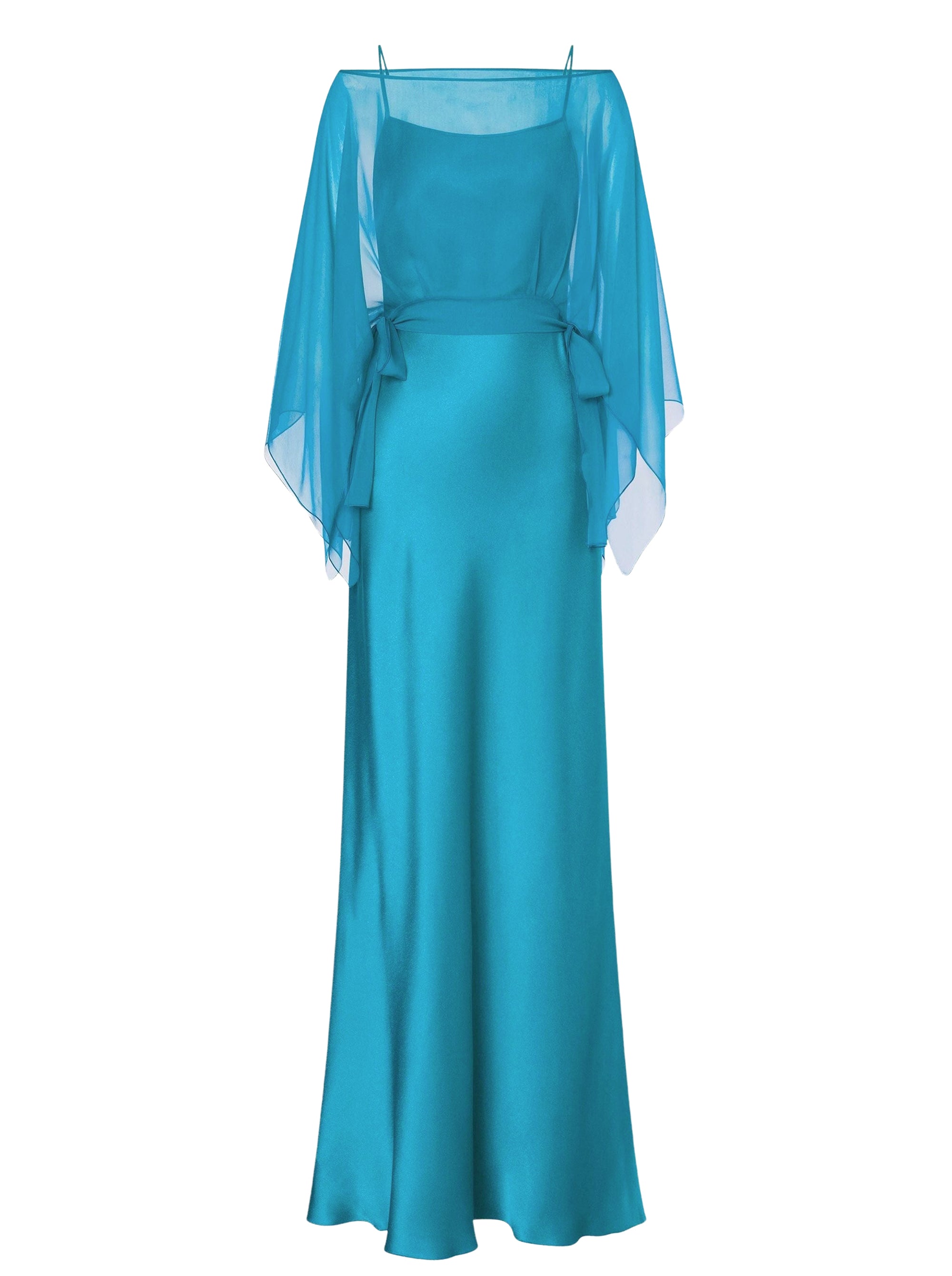 Silk blend maxi dress - Blue