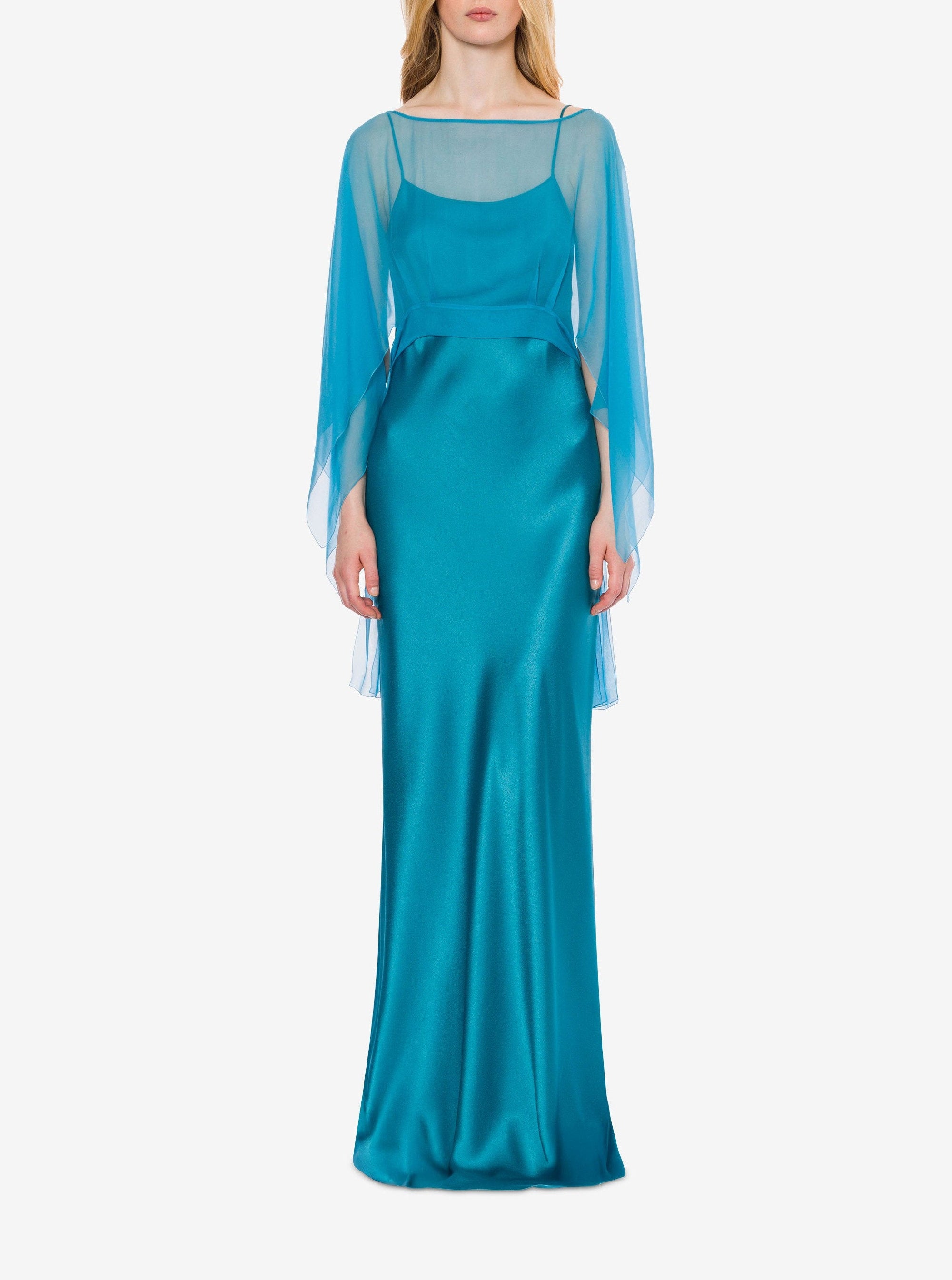 Silk blend maxi dress - Blue