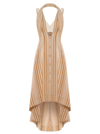 Robe en mousseline à rayures alternées - Multi Brown
