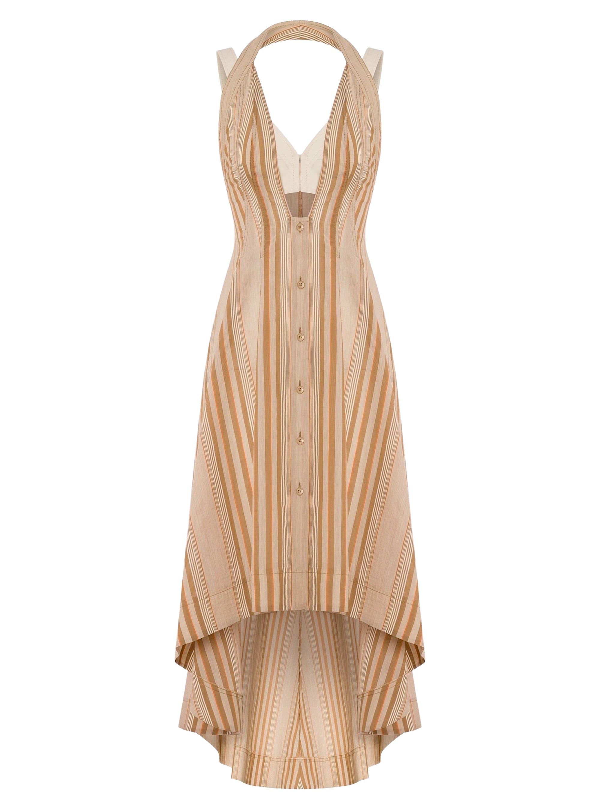 Robe en mousseline à rayures alternées - Multi Brown