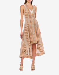 Robe en mousseline à rayures alternées - Multi Brown