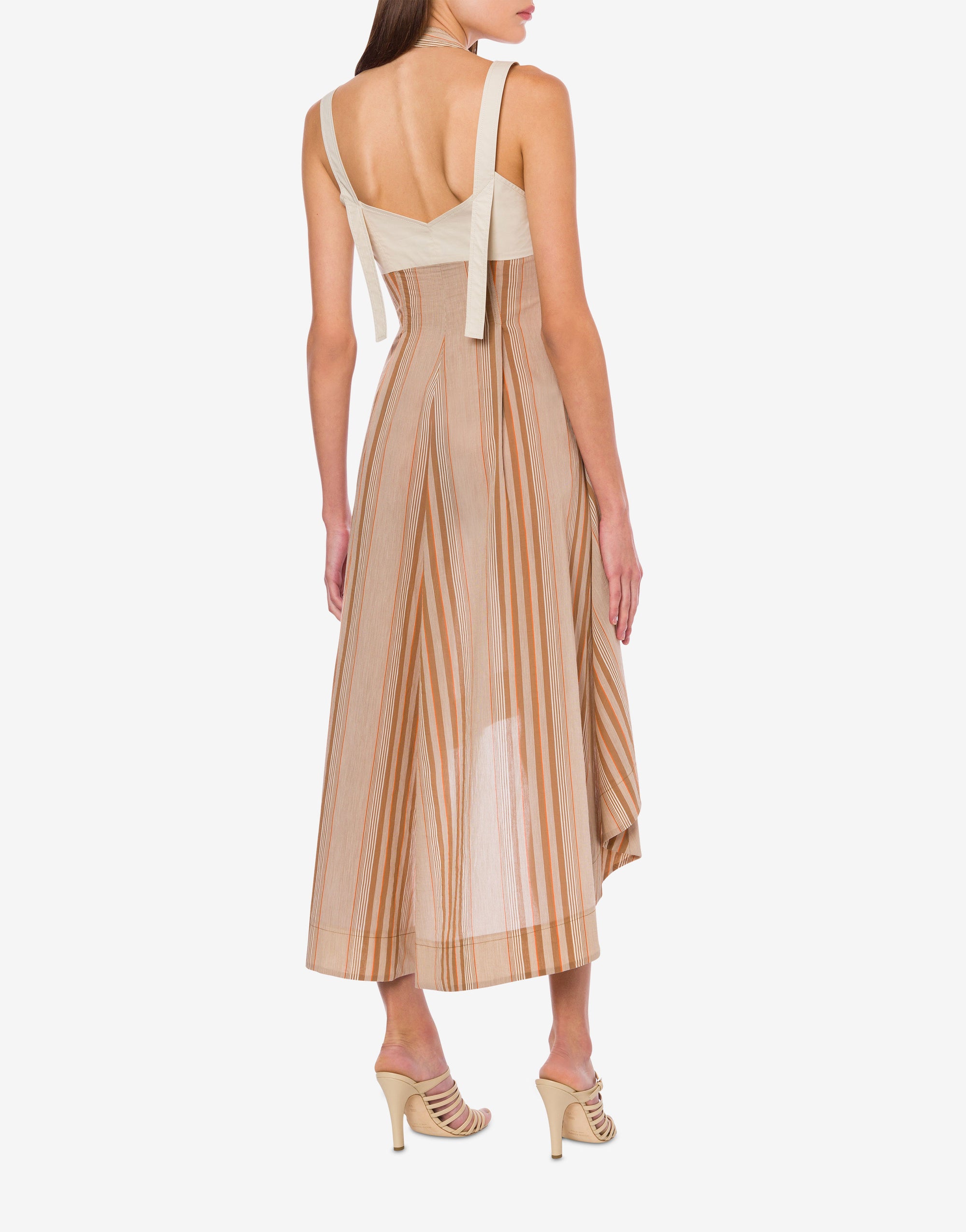 Robe en mousseline à rayures alternées - Multi Brown