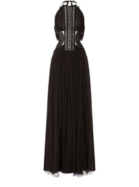 Robe longue en tulle avec broderie - Black