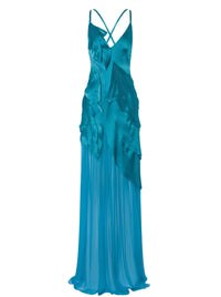 Silk blend maxi dress - Blue