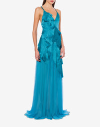 Silk blend maxi dress - Blue