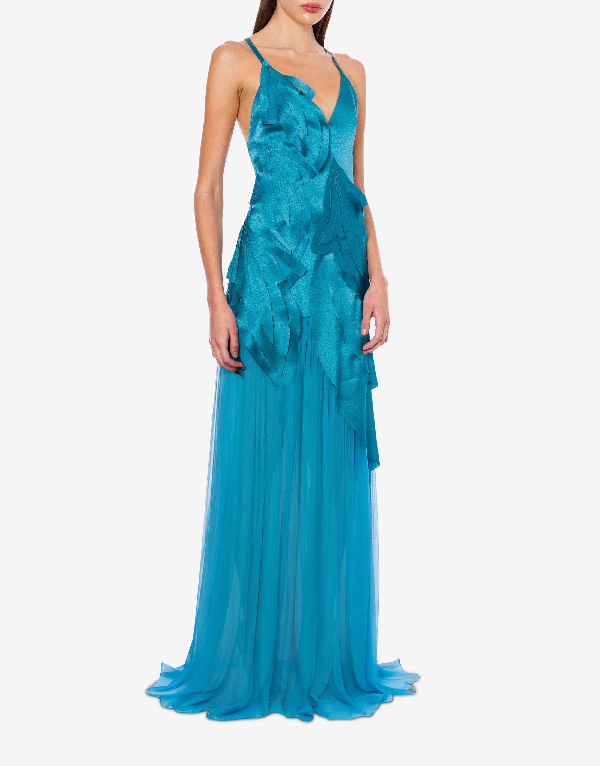 Silk blend maxi dress - Blue