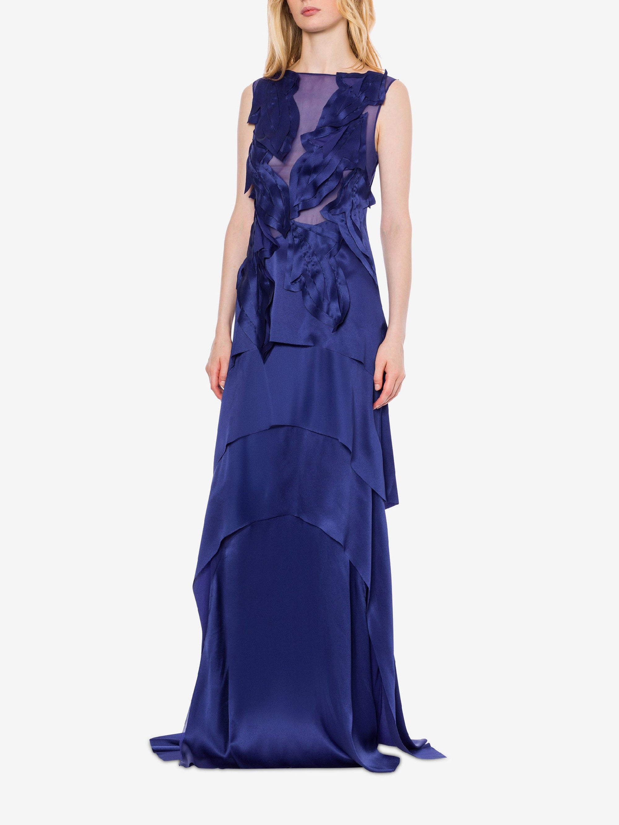 Printed silk blend maxi dress - Blue & Purple