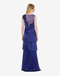 Printed silk blend maxi dress - Blue & Purple