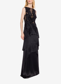 Printed silk blend maxi dress - Black
