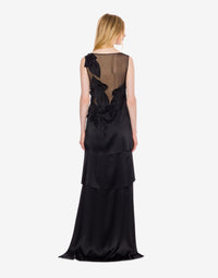 Printed silk blend maxi dress - Black