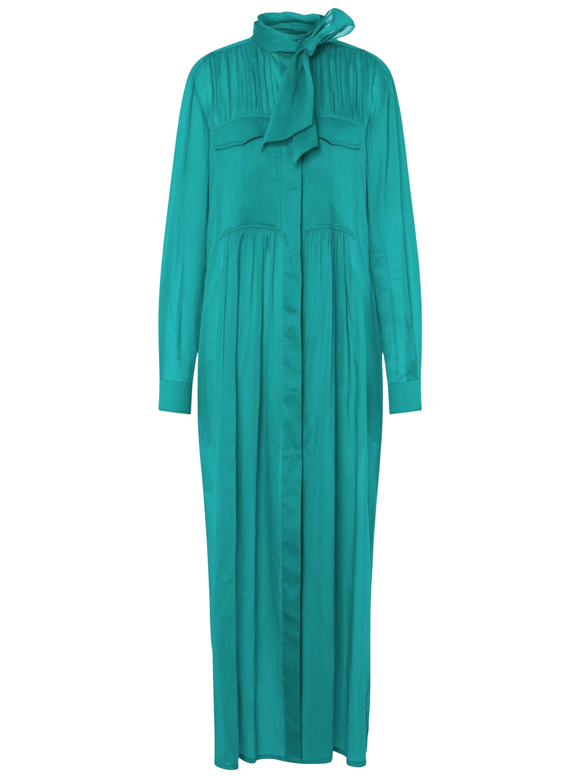 Robe chemisier en mousseline organisée - Green & Light Blue