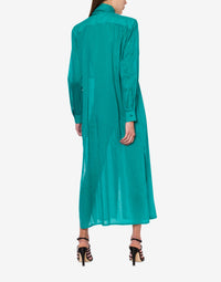Robe chemisier en mousseline organisée - Green & Light Blue
