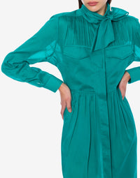 Robe chemisier en mousseline organisée - Green & Light Blue