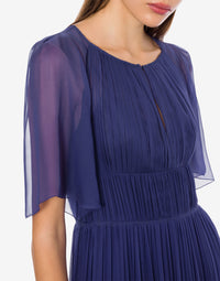 Robe longue en soie avec manches cape - Blue & Purple