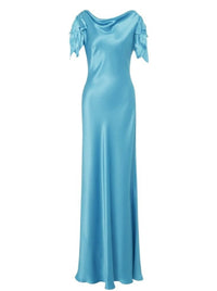 Robe longue en soie mélangée - Blue