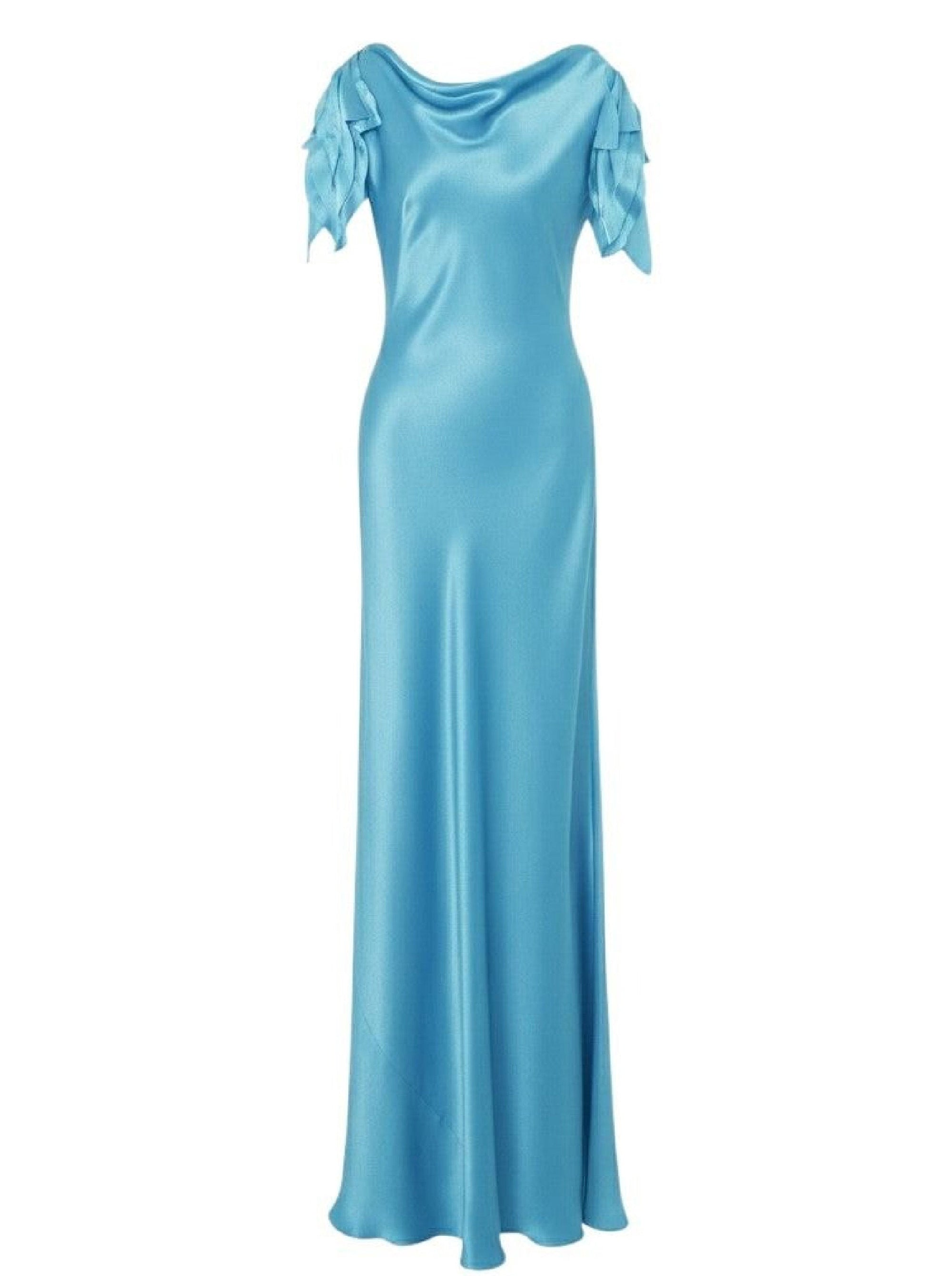 Robe longue en soie mélangée - Blue