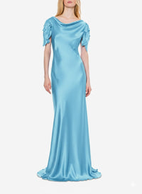 Robe longue en soie mélangée - Blue