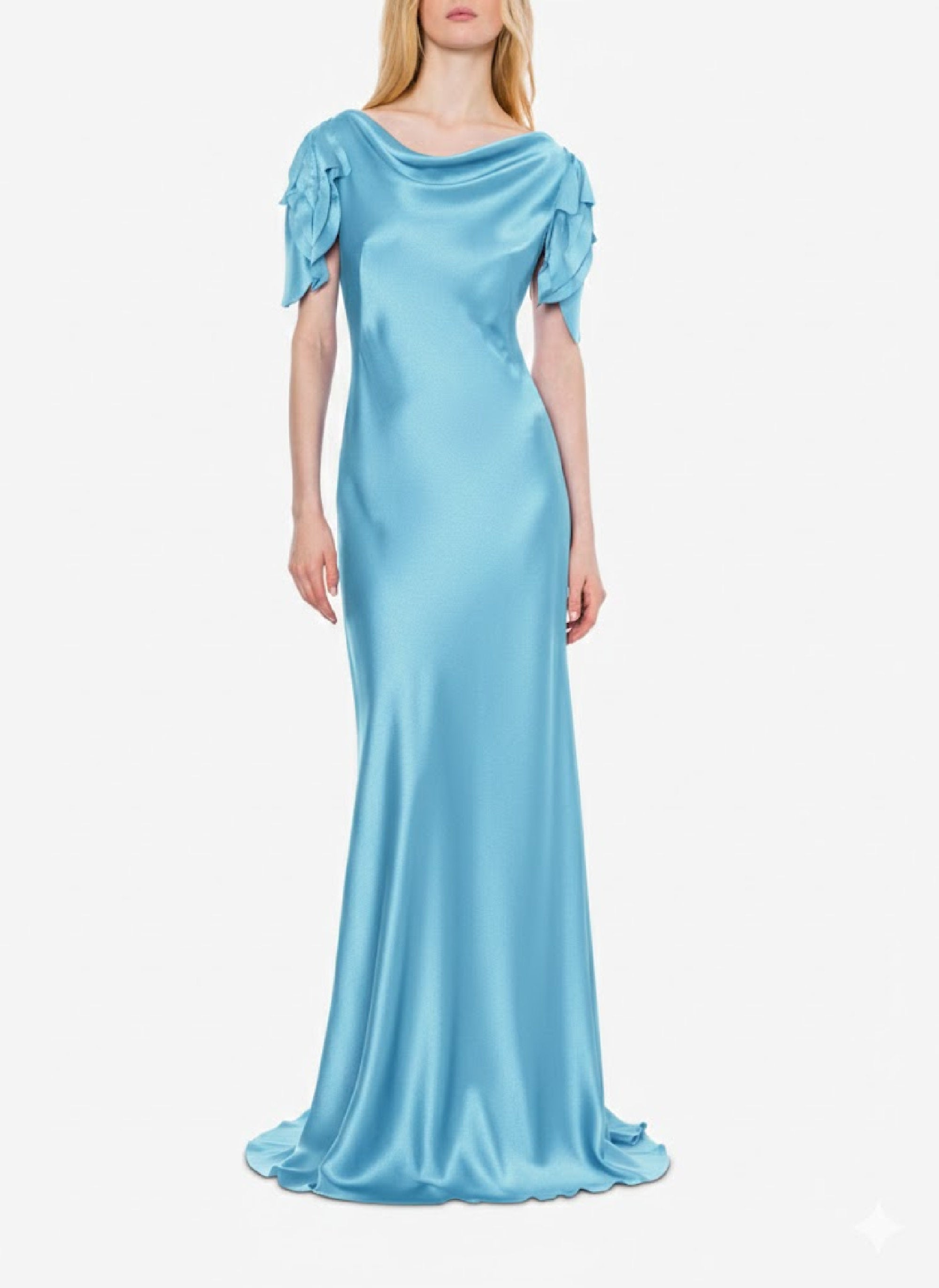 Robe longue en soie mélangée - Blue