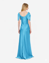 Robe longue en soie mélangée - Blue