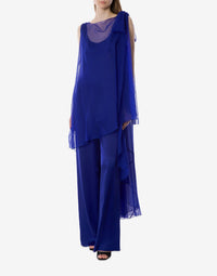 Silk blend jumpsuit - Blue & Purple