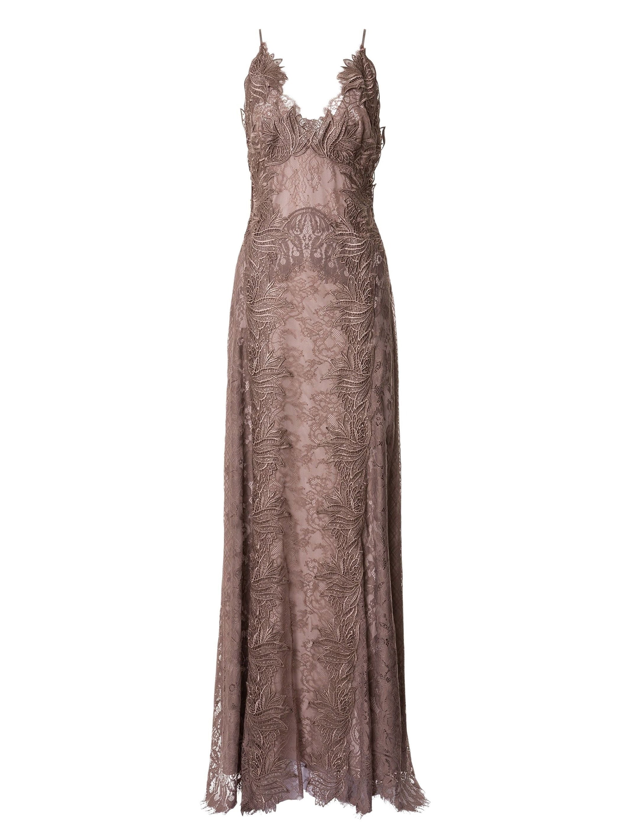 Robe longue en dentelle chantilly - Grey